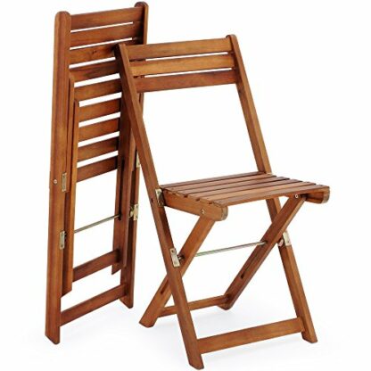 Deuba Set de Balcon en Bois d’acacia avec 2 chaises et 1 Table de Jardin Pliable