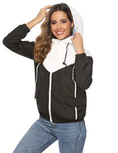 Veste Imperméable Légère Femme - Capuche Randonnée Course Cyclisme - Coupe-Vent