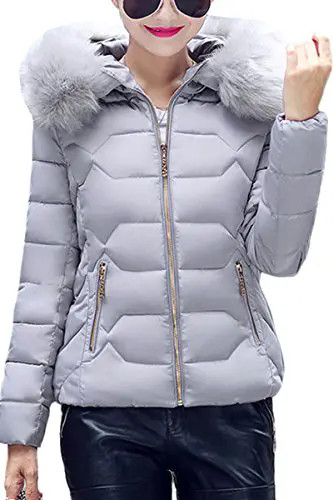 YMING Femme Manteau d’hiver Jacket Court Veste à Capuche Fourrure Chaud Doudoune Parka Veston,XXS-L 3 YMING Femme Manteau d'hiver Jacket Court Veste à Capuche Fourrure Chaud Doudoune Parka Veston,XXS-L