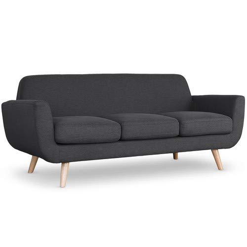 Canapé scandinave 3 Places Danube Tissu Gris Foncé