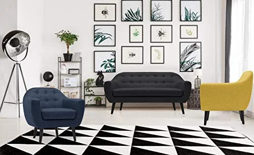 Canapé scandinave 3 Places Fidelio Tissu Noir