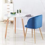 EGGREE Fauteuil en Tissu Velours Confort Rétro Chaises Salle à Manger Scandinaves, Rose/Vert/Gris/Blue 18