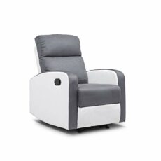 IDMarket – Fauteuil Relaxation inclinable Gris Anthracite et Blanc