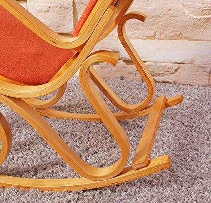 Mendler Rocking-Chair, Fauteuil ? Bascule M41, Imitation ch?ne, Tissu Orange 4