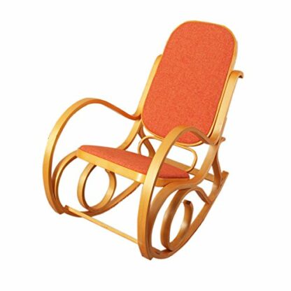 Mendler Rocking-Chair, Fauteuil ? Bascule M41, Imitation ch?ne, Tissu Orange 2