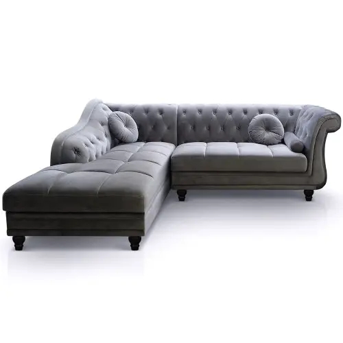 Menzzo Contemporain Brittish Canapé d’Angle Bois/Velours 240 x 180 x 80 cm Menzzo Contemporain Brittish Canapé d'Angle Bois/Velours 240 x 180 x 80 cm