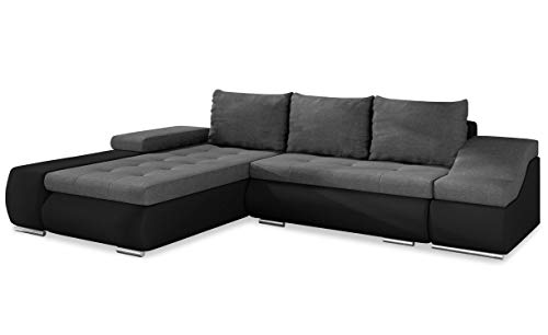 Menzzo Ontario Canapé Convertible, Tissu, Noir/Gris, 296