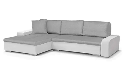 Menzzo Solano Canapé Convertible, Tissu, Blanc/Gris, 272