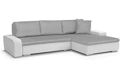 Menzzo Solano Canapé Convertible, Tissu, Blanc/Gris, 272