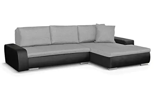 Menzzo Solano Canapé Convertible, Tissu, Noir/Gris, 272