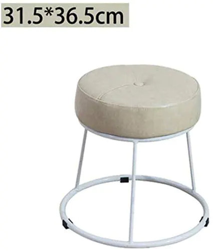 Repose-pieds rembourré, Fer forgé en cuir PU Petit ronde Tabouret Tabouret maquillage (Taille: H46.5cm) 104 3 Repose-pieds rembourré, Fer forgé en cuir PU Petit ronde Tabouret Tabouret maquillage (Taille: H46.5cm) 104