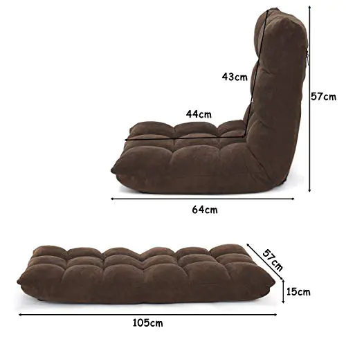 COSTWAY Canapé Paresseux Tatami Pliable Chaise de Plancher Coussin de Chaise de Lit Siège de Sol pour Maison, Bureau 105 x 57 x 15 CM