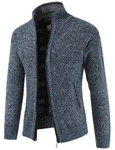 Cardigan Homme Zippé En Maille Polaire - Col Montant, Manches Longues, 2 Poches - Chaud, Décontracté, Pour Automne/hiver
