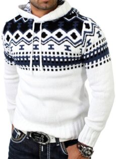Pull Norvégien pour l’hiver Reslad Pull à capuche – Pull en tricot pour hommes RS de 3013.