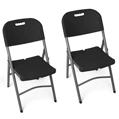 Toilinux - Lot de 2 chaises pliantes d'extérieur en métal - Vert mat