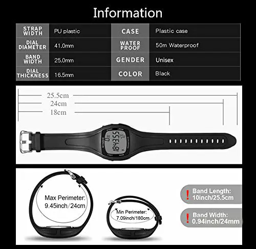 CFGem Montre de podomètre imperméable de sport d'adolescent numérique avec la bande et la minuterie détachables en plastique d'unité centrale
