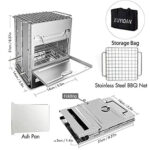 Createjia Poêle À Charbon Barbecue Grill Extérieur Mini Poêle en Acier Inoxydable Carré Portable Réglable Pliable 18