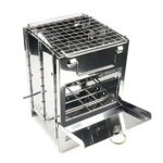 Createjia Poêle À Charbon Barbecue Grill Extérieur Mini Poêle en Acier Inoxydable Carré Portable Réglable Pliable 16