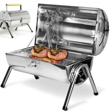 Deuba | Barbecue portable • double plaque • acier inoxydable • poignée ventilation | Cuisson, BBQ, grillades, jardin