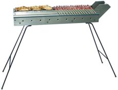 Fabermec Barbecue et grill à charbon pour brochettes, saucisses, 110 cm en acier inoxydable, fabriqué en Italie
