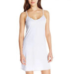 LAPOPNUT Fond de Robe Femme Longue Coton Jupon sous Robe Bretelles Chemise de Nuit Sexy Slip Elégant Mini Droite Robe 16