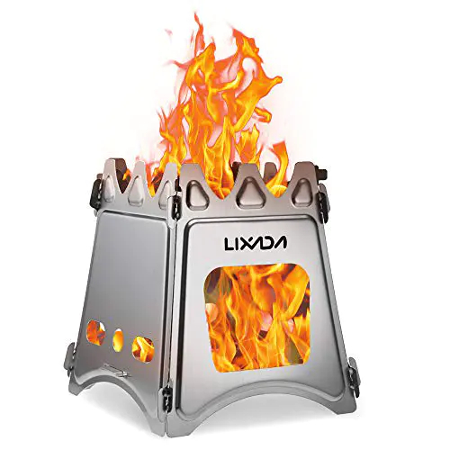 Lixada Camping Poêle Poêle À Bois Léger Compact Durable pour Randonnée en Plein Air Randonnée Voyager Pique-Nique Barbecue