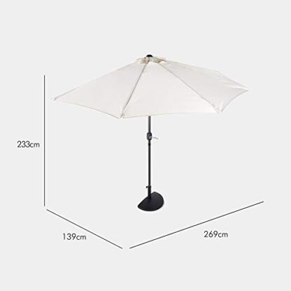 VonHaus Demi-Parasol 269 x 139cm UV50+ – Mobilier Plein Air idéal pour Balcon, Terrasse, Jardin – Pare-Soleil avec Protection 3