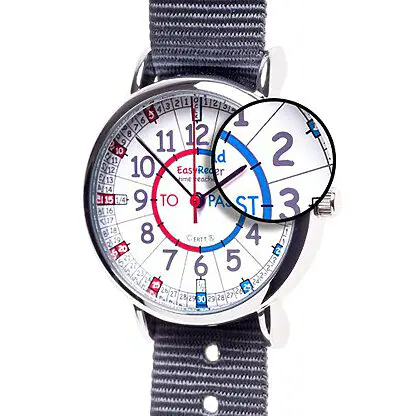 EasyRead Time Teacher ERW RB PT NB Montre Étanche d’apprentissage pour enfants   Anglais