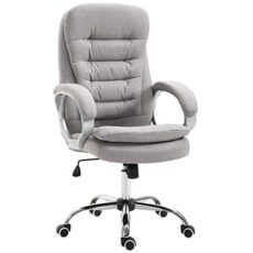 Fauteuil de bureau manager ergonomique grand confort épaisseur double coussin revêtement toile lin gris clair