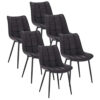 WOLTU 6 X Chaise de Salle à Manger Chaise Design Moderne Assise en Velours/Similicuir/Lin Bien rembourrée Cadre en métal, BH142-6