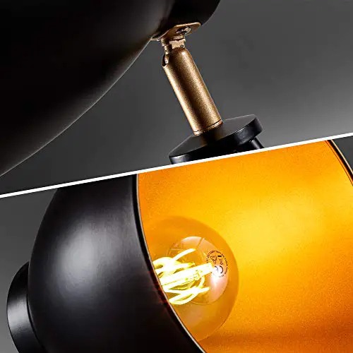 B.K Licht lampadaire LED vintage, lampe à pied design rétro, Ø abat-jour 24cm, métal noir doré, pour ampoule E27 LED ou halogène de 40W max, hauteur 136 cm