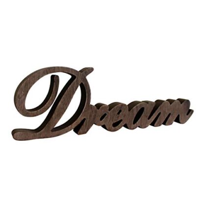 CVHOMEDECO. Panneau en bois avec inscription « Dream » sur pied pour bureau/table/étagère/mur de maison/bureau 35,6 x 11,4 x 2,5 cm 2