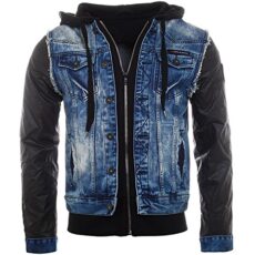 Cipo & Baxx 2in1 jeans jacket veston 1290 bleu noir double layer vintage used destroyed look homme