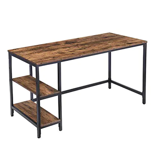 Bureau D'ordinateur Avec étagères - 100x45x140 Cm, Bois D'ingénierie Blanc, Rangement Intégré, Table D'étude