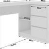 Megaastore Bureau d’angle avec étagère et 3 tiroirs Blanc 11 Megaastore Bureau d'angle avec étagère et 3 tiroirs Blanc