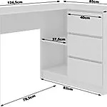 Megaastore Bureau d’angle avec étagère et 3 tiroirs Blanc 17 Megaastore Bureau d’angle avec étagère et 3 tiroirs Blanc 17