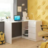 Megaastore Bureau d’angle avec étagère et 3 tiroirs Blanc 13 Megaastore Bureau d'angle avec étagère et 3 tiroirs Blanc