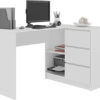 Megaastore Bureau d’angle avec étagère et 3 tiroirs Blanc 9 Megaastore Bureau d'angle avec étagère et 3 tiroirs Blanc