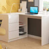 Megaastore Bureau d’angle avec étagère et 3 tiroirs Blanc gauche 11 Megaastore Bureau d'angle avec étagère et 3 tiroirs Blanc gauche