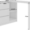 Megaastore Bureau d’angle avec étagère et 3 tiroirs Blanc gauche 13 Megaastore Bureau d'angle avec étagère et 3 tiroirs Blanc gauche