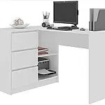 Megaastore Bureau d’angle avec étagère et 3 tiroirs Blanc gauche 16 Megaastore Bureau d’angle avec étagère et 3 tiroirs Blanc gauche 16