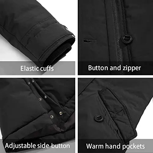 Wantdo Femme Manteau Hiver avec Capuche Fourrure Parka en Coton
