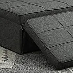 HOMCOM Fauteuil chauffeuse Chaise Longue Pouf 3 en 1 Dossier inclinable 5 Niveaux Repose-Pied Rabattable châssis métal Noir Lin Gris 18