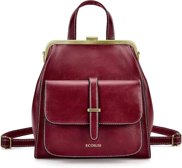 ECOSUSI Sac à Dos pour Femme Sac a Main Femmes Petit Sac a Dos Petite Sacoche Fille Sac a Dos College Cuir PU en Bandoulière Femme, Bordeaux,S