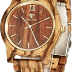 Montres en Bois pour Hommes et Femmes, Noyer Naturel/Bois d&rsquo;olivier chronographe à Quartz Japonais VICVS, Bracelet réglable, Sports Militaires et Loisirs (Walnut-3) 27
