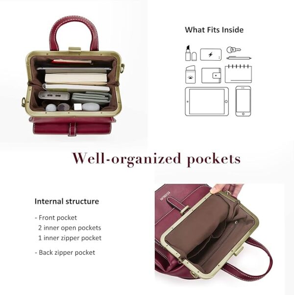 ECOSUSI Sac à Dos pour Femme Sac a Main Femmes Petit Sac a Dos Petite Sacoche Fille Sac a Dos College Cuir PU en Bandoulière Femme, Bordeaux,S