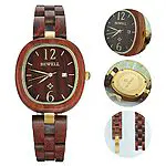 BEWELL Montre Bois Femme Analogique Quartz avec Bracelet en Bois (Rouge) 17 BEWELL Montre Bois Femme Analogique Quartz avec Bracelet en Bois (Rouge) 17