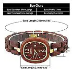 BEWELL Montre Bois Femme Analogique Quartz avec Bracelet en Bois (Rouge) 18 BEWELL Montre Bois Femme Analogique Quartz avec Bracelet en Bois (Rouge) 18