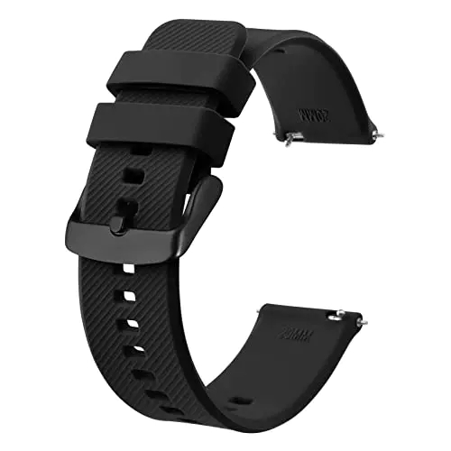 BISONSTRAP Bracelet de Montre 19mm, Bracelets de Montre en Silicone à Dégagement Rapide pour Hommes Femmes (Noir, Boucle Noire) 3 BISONSTRAP Bracelet de Montre 19mm, Bracelets de Montre en Silicone à Dégagement Rapide pour Hommes Femmes (Noir, Boucle Noire)
