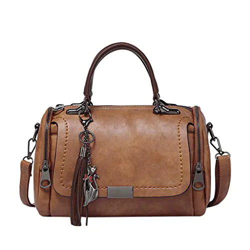BUKESIYI Femme Sac bandouliere Sacs a main Petit Cuir Sacs Menotte Sacs épaule Sacoche Mode CCFR77152 Marron